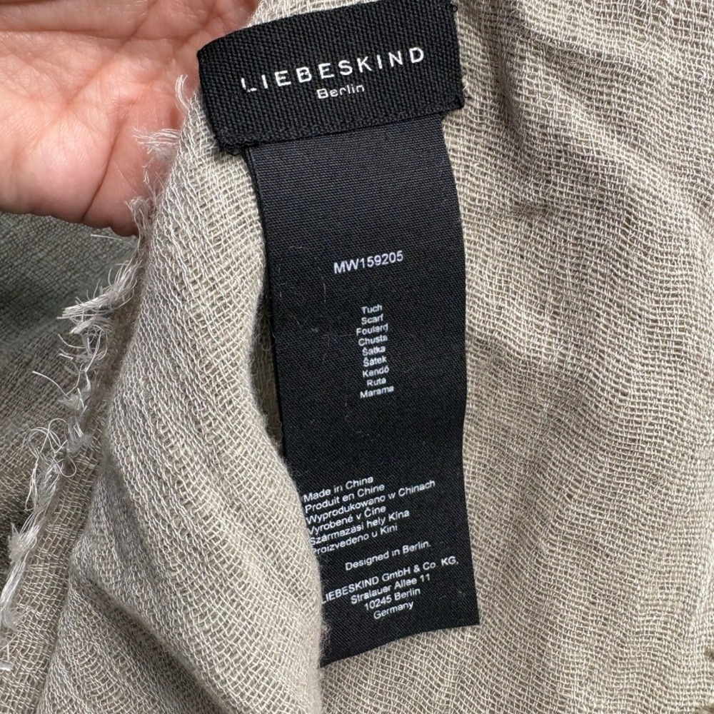 Liebeskind Berlin Wool Blend Scarf 27X77 Quiet Luxury Minimalist - Picture 6 of 7